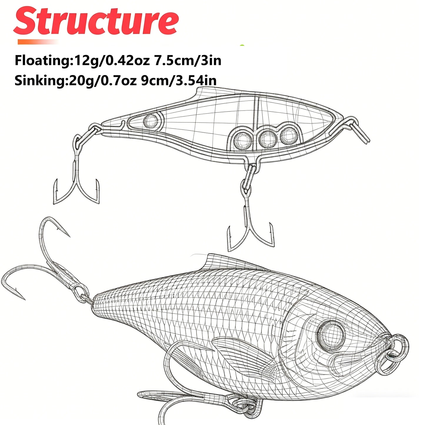 GOBAIT® Lipless Crankbait Rattle System Sinking